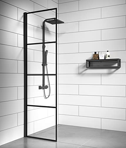 Badplaats B.V. Duschwand Essos 40 x 200cm Glas Duschabtrennung Schwarz - Walk-In Dusche Nano Duschtrennwand von Badplaats B.V.