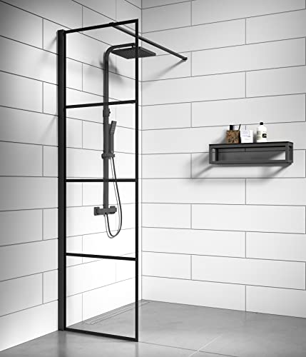 Badplaats B.V. Duschwand Essos 50 x 200cm Glas Duschabtrennung Schwarz - Walk-In Dusche Nano Duschtrennwand von Badplaats B.V.