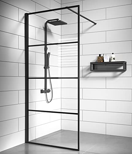 Badplaats B.V. Duschwand Essos 70 x 200cm Glas Duschabtrennung Schwarz - Walk-In Dusche Nano Duschtrennwand von Badplaats B.V.