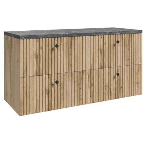 Badplaats B.V. Waschtischunterschrank Saros 120 cm - Eiche - mit oberer Ablage von Badplaats B.V.