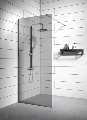 Duschwand Rizani 100 x 200cm Dunkles Glas Duschabtrennung Chrom - Walk-In Dusche Nano Duschtrennwand von Badplaats B.V.