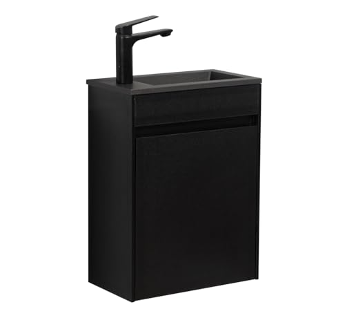 WC Badmöbel Sinta 40x22 cm Schwarz Schwarzes Waschbecken - Schrank Waschbecken Badezimmer Toilette von Badplaats B.V.