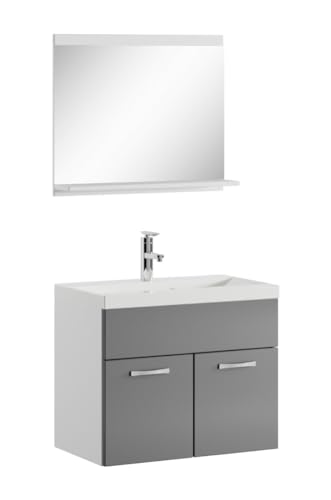 Badplaats B.V. Badezimmer Badmöbel Set Montreal 02 60cm Waschbecken Hochglanz Grau Fronten - Unterschrank Waschtisch Spiegel Möbel Badplaats B.V. Badezimmer Badmöbel Set Montreal 02 60cm Waschbecken Hochglanz Grau Fronten - Unterschrank Waschtisch Spiegel Möbel von Badplaats B.V.
