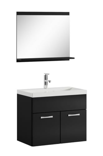 Badezimmer Badmöbel Set Montreal 02 60cm Waschbecken Hochglanz Schwarz Fronten - Unterschrank Waschtisch Spiegel Möbel Badezimmer Badmöbel Set Montreal 02 60cm Waschbecken Hochglanz Schwarz Fronten - Unterschrank Waschtisch Spiegel Möbel von Badplaats B.V.