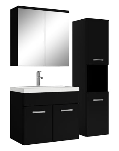 Badplaats B.V. Badezimmer Badmöbel Set Montreal mit Spiegelschrank 60cm Waschbecken Mat Schwarz - Unterschrank Hochschrank Waschtisch Möbel Badplaats B.V. Badezimmer Badmöbel Set Montreal mit Spiegelschrank 60cm Waschbecken Mat Schwarz - Unterschrank Hochschrank Waschtisch Möbel von Badplaats B.V.