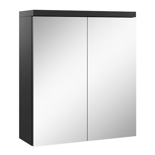 Badezimmer Spiegelschrank Toledo 60cm Schwarz – Stauraum Unterschrank Möbel Zwei Türen Badschrank von Badplaats B.V.