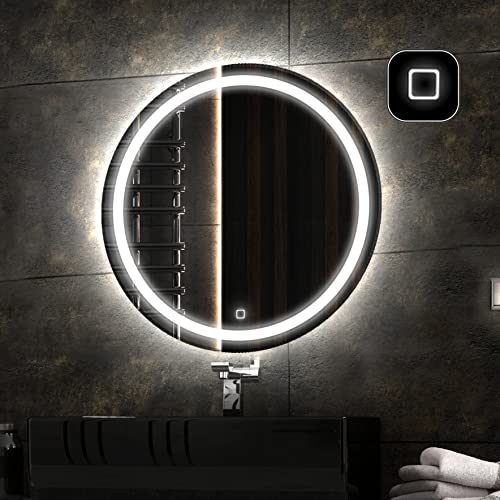 Badspiegeldesign - Badezimmerspiegel mit Beleuchtung LED Rad, Durchmesser 90 cm, Runder Spiegel mit Beleuchtung und Touchschalter, Spiegel für Badezimmer mit Einer Farbneutralen LED zirka 4000K Badspiegeldesign - Badezimmerspiegel mit Beleuchtung LED Rad, Durchmesser 90 cm, Runder Spiegel mit Beleuchtung und Touchschalter, Spiegel für Badezimmer mit Einer Farbneutralen LED zirka 4000K von Badspiegeldesign