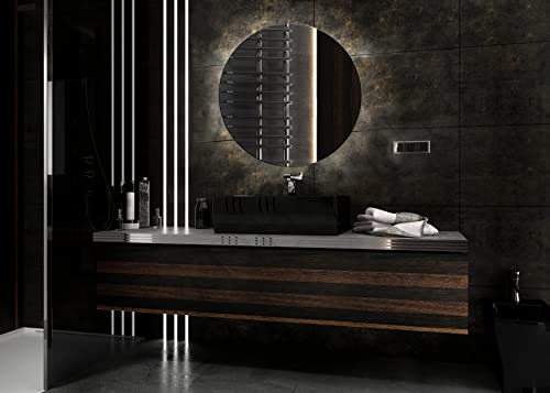 Badspiegeldesign - Badezimmerspiegel mit LED Beleuchtung l DEKOLED Durchmesser: 100 cm l Runder Wandspiegel für Badezimmer l Spiegel mit Einer farbneutralen LED-Lampe zirka 4000K von Badspiegeldesign