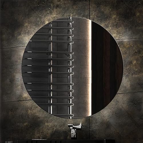 Badspiegeldesign - Badezimmerspiegel mit LED Beleuchtung l DEKOLED Durchmesser: 60 cm l Runder Wandspiegel für Badezimmer l Spiegel mit Einer farbneutralen LED-Lampe zirka 4000K von Badspiegeldesign