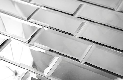 Badspiegeldesign - Rechteckige Spiegelfliesen I Einfach zu verlegen I Ästhetisches Design I Facettenschliff I Universell einsetzbar I 14 x 30 cm I 4 Stück Badspiegeldesign - Rechteckige Spiegelfliesen I Einfach zu verlegen I Ästhetisches Design I Facettenschliff I Universell einsetzbar I 14 x 30 cm I 4 Stück von Badspiegeldesign