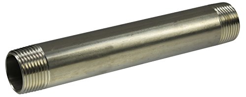 Badtke Edelstahl Rohrdoppelnippel Sonderlänge, Werkstoff 1.4571, 1/2" x 130 mm von Badtke Edelstahl