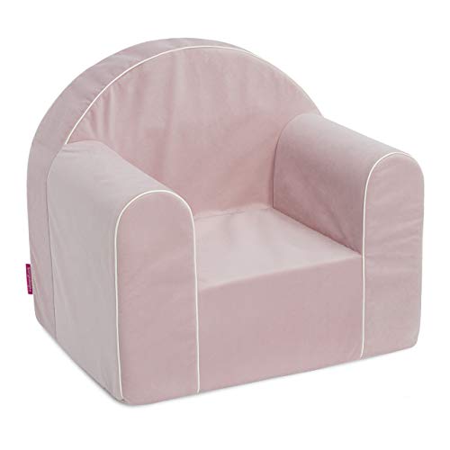 Badum Mini Kindersessel Babysessel Sessel Kinderstuhl Sofa Schaumstoff, Waschbarer Velours - Bezug, 5 schöne Farben, (Pastell rosa) von Badum