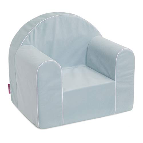 Badum Mini Kindersessel Babysessel Sessel Kinderstuhl Sofa Schaumstoff, Waschbarer Velours - Bezug, 5 schöne Farben, (Pastell blau) von Badum