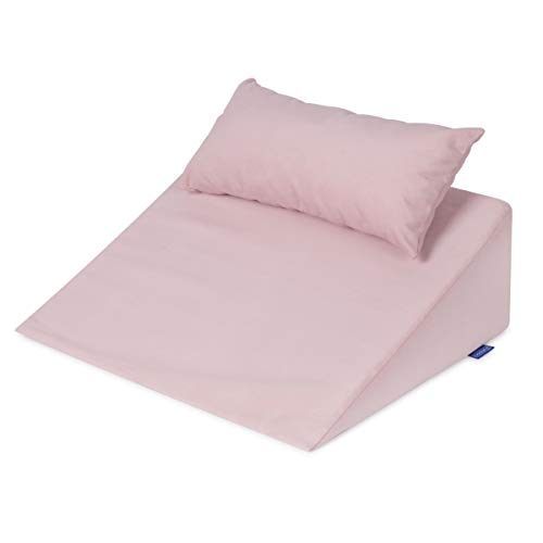 Badum Relax Keilkissen (60x50x21 cm) mit Kopfkissen, Rückenkissen, Relaxkissen, Kissen für Bett, Sofa, Lesekissen mit Gedächtnisschaum - Memory Foam, Bücherkissen, waschbarer Bezug, Hellrosa von Badum