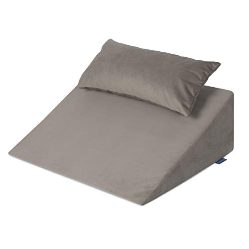 Badum Relax Keilkissen (60x50x21 cm) mit Kopfkissen, Rückenkissen, Relaxkissen, Kissen für Bett, Sofa, Lesekissen mit Gedächtnisschaum - Memory Foam, Bücherkissen, waschbarer Bezug, braun von Badum