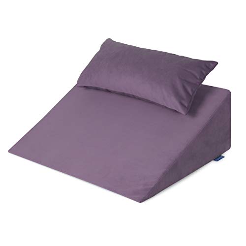 Badum Relax Keilkissen (60x50x21 cm) mit Kopfkissen, Rückenkissen, Relaxkissen, Kissen für Bett, Sofa, Lesekissen mit Gedächtnisschaum - Memory Foam, Bücherkissen, waschbarer Bezug, violett von Badum