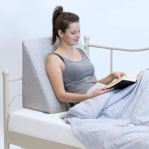 Relax Keilkissen Rückenkissen Bücherkissen für Bett, Sofa, Couch, Memory Foam, Lesekissen, Waschbarer Bezug von Badum