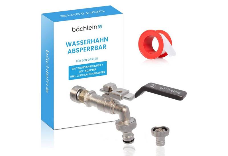 Bächlein Absperrventil Wasserhahn für den Garten - inkl. Adapter und PTFE-Tape von Bächlein