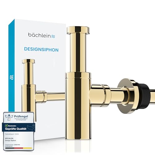 Bächlein Design Siphon Universal für Waschbecken & Waschtisch [Gold] Premium Design Siphon fürs Waschbecken von Bächlein