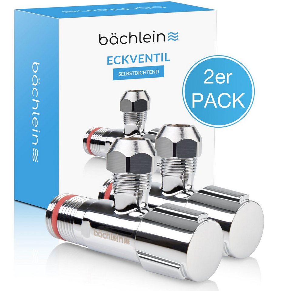 Bächlein Eckventil 2er-Set mit Schraub- oder Schnellverschluss - selbstdichtend, (2-er Set), Für Heiß- und Kaltwasser geeignet von Bächlein