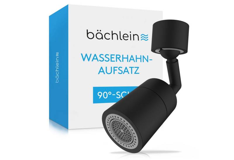 Bächlein Küchenarmatur Hochwertiger Wasserhahnaufsatz mit 2 Strahlarten (Schwarz-matt) abgewinkelter Aufsatz mit 360° Schwenkbereich von Bächlein