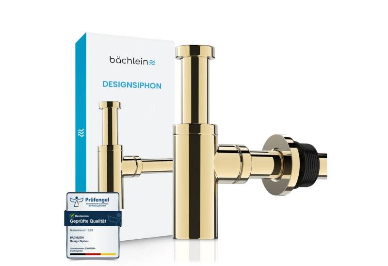 Bächlein Siphon Eleganter Waschbeckenablauf, (Hochwertiger Waschbeckensiphon, Goldfarben), Innovative Reinigungsöffnung, Universell einsetzbar von Bächlein