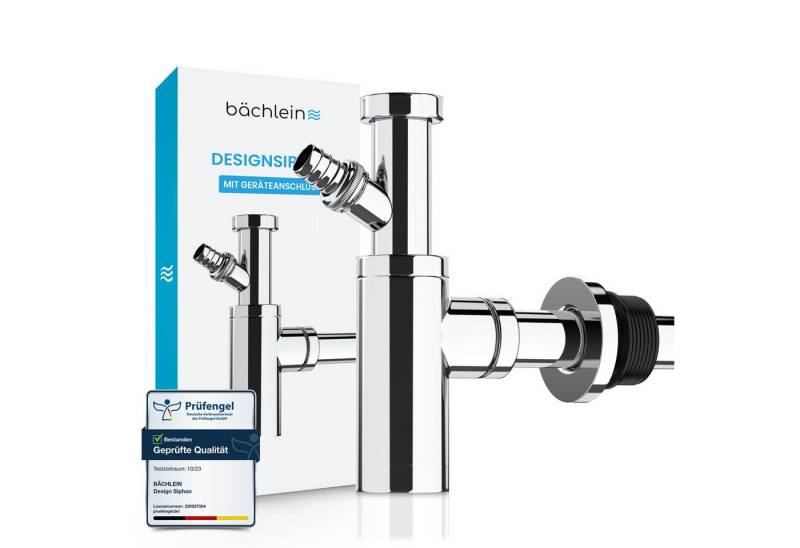 Bächlein Siphon Eleganter Waschbeckenablauf, (Hochwertiger Waschbeckensiphon, Chromfarben), Innovative Reinigungsöffnung, Universell einsetzbar von Bächlein