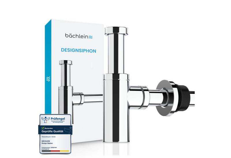 Bächlein Siphon Eleganter Waschbeckenablauf, (Hochwertiger Waschbeckensiphon, Chromfarben), Innovative Reinigungsöffnung, Universell einsetzbar von Bächlein