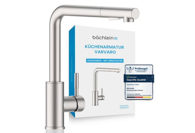 Bächlein Spültischarmatur Elegante Küchenarmatur Varvaro (Edelstahl gebürstet) hochwertige Designarmatur mit ausziehbarer Wasserbrause von Bächlein