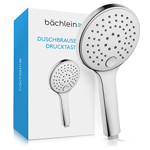 Bächlein Universal Duschbrause - Brausekopf mit 3 Strahlarten, einfach wechselbar durch praktische Drucktaste - Runder Duschkopf Chrom - Handbrause mit Standard G 1/2” Anschlussmaß Bächlein Universal Duschbrause - Brausekopf mit 3 Strahlarten, einfach wechselbar durch praktische Drucktaste - Runder Duschkopf Chrom - Handbrause mit Standard G 1/2” Anschlussmaß von Bächlein