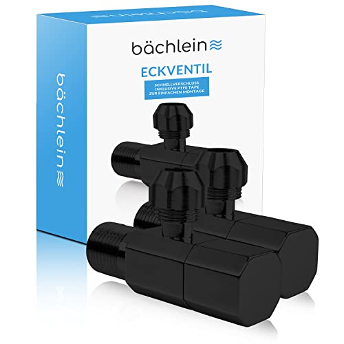 Bächlein Universal Eckventil mit Schnellverschluss in matt schwarz [2er Set] - 1/2 Zoll, öffnet und schließt mit nur 1/4 Umdrehung [Quarter Turn]… von Bächlein