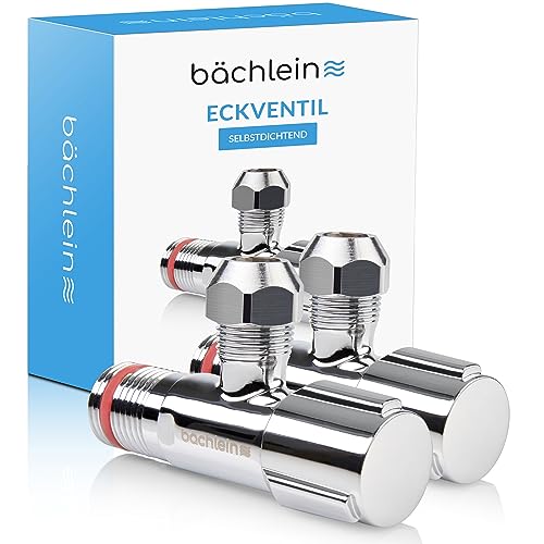 Bächlein Universal Eckventil selbstdichtend [2er Set], 1/2 Zoll Eckregulierventil für Kalt- und Warmwasserleitungen mit klassischem Schraubverschluss von Bächlein