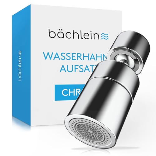 Bächlein Universal Wasserhahn-Aufsatz in Chrom mit zwei Strahlarten - Drehbarer Wasserhahn-Luftsprudler für Küchenarmaturen von Bächlein