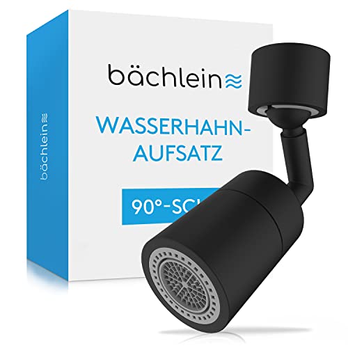 Bächlein Universal Wasserhahn-Aufsatz in Matt Schwarz mit zwei Strahlarten - Drehbarer Wasserhahn-Luftsprudler mit 90° Winkel für Küchenarmaturen von Bächlein