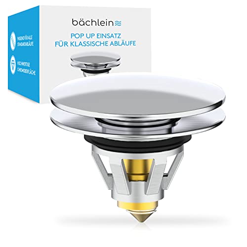 Bächlein Universeller Pop Up Waschbeckenstöpsel - Abflusssieb in Chrom für Waschtische - 40mm Abfluss Ablauf Ventil-Stopfen mit Haarsieb Bächlein Universeller Pop Up Waschbeckenstöpsel - Abflusssieb in Chrom für Waschtische - 40mm Abfluss Ablauf Ventil-Stopfen mit Haarsieb von Bächlein