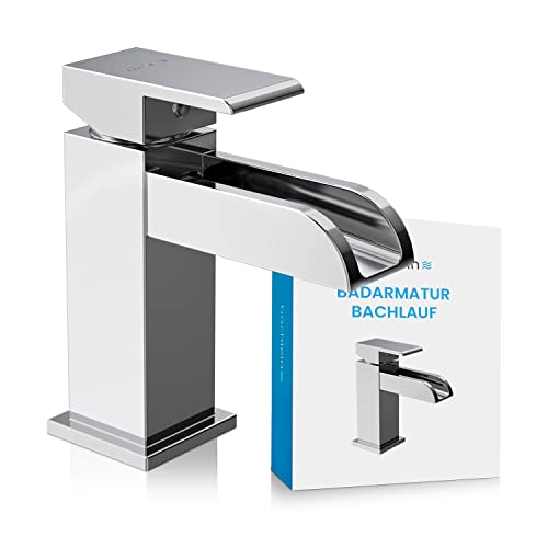 Bächlein Badarmatur Sotira fürs Bad in Bachlauf-Design, Einhebelmischer mit langlebiger Keramikkartusche und Montage-Set, Bad Wasserhahn Chrom von Bächlein