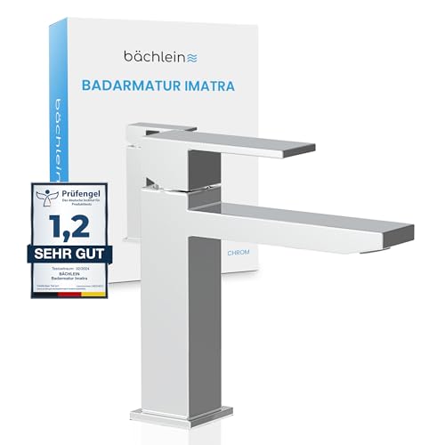 Bächlein Badarmatur Imatra in kantigem Design, Einhebelmischer mit klarer Linienführung in modernem Look, Bad Wasserhahn Chrom von Bächlein