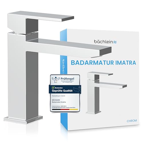 Bächlein Badarmatur Imatra in kantigem Design, Einhebelmischer mit klarer Linienführung in modernem Look, Bad Wasserhahn Chrom von Bächlein