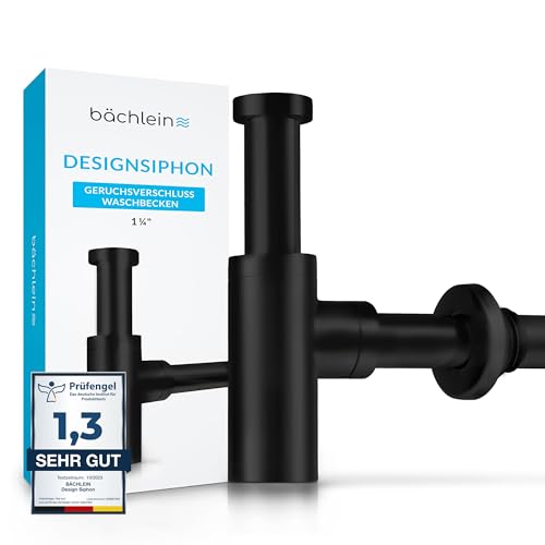 Bächlein Design Siphon Universal für Waschbecken [Matt Schwarz] -Premium Design Siphon fürs Waschbecken von Bächlein