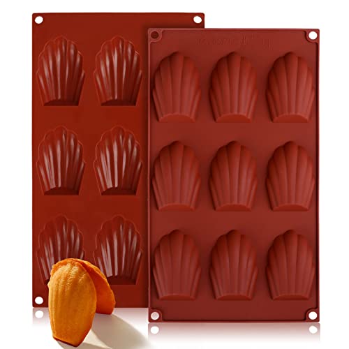 Bäcker & Lecker 2 Stück Silikon Madeleine Backformen Kuchenform 29 x 17 cm mit Antihaftbeschichtung 9 Mulden von Bäcker & Lecker