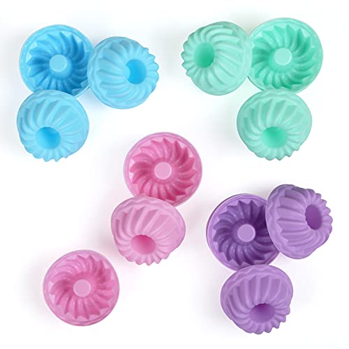 Bäcker & Lecker 24 x Gugelhupfform Silikon Klein Gugelhupf Backform Mini Kuchenform Wiederverwendbare Muffinförmchen Cupcake für Kuchen Dessert Schokolade Pudding Gelee (4 Farben) von Bäcker & Lecker