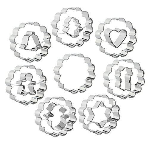 Bäcker & Lecker Ausstechformen Linzer Weihnachten keksformen 8 Stück Keksausstecher Ausstecher Edelstahl Weihnachten keksformen für Plätzchen Backform Kekse Fondant von Bäcker & Lecker