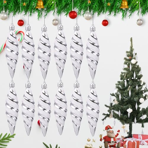 Bäcker & Lecker Zuckerstangen Weihnachten Silber 12 Stück Zuckerstangen zum Hängen weihnachtsanhanger Weihnachtsbaumschmuck Zucker Stange von Bäcker & Lecker