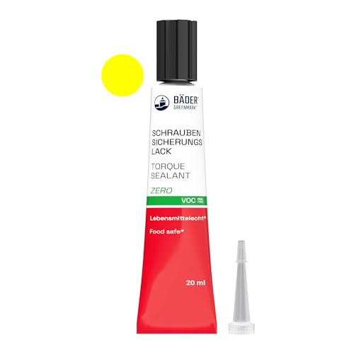 Der ORIGINAL Schraubensicherungslack ZERO REIHE Gelb 20ml von BÄDER LACKE. KEIN GEFAHRSTOFF - Hilfsmittel zum Sichern, Signieren, Plombieren, Versiegeln, sowie zum Manipulationsnachweis. von Bäder