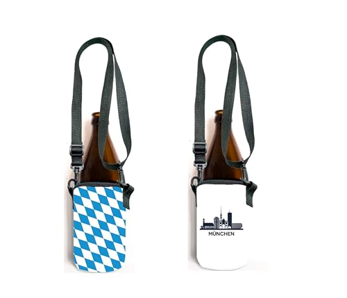 Bäng Läng Flaschenkühler für Bierflaschen und Dosen – (0,5l) – Langhaltende Kühle, Bayern, München, 2 stk. Inkl. Umhängeband von Bäng Läng