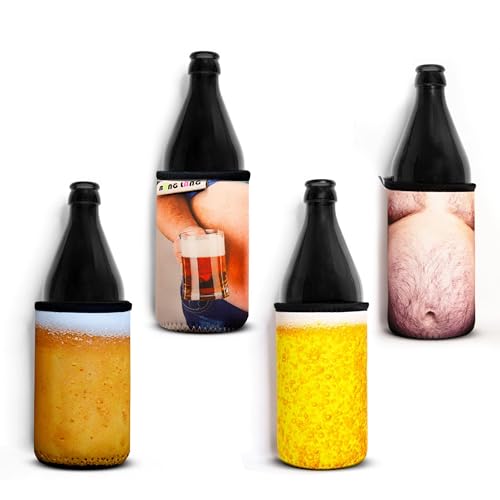 Bäng Läng Flaschenkühler für Bierflaschen und Dosen – (0,5l) – Langhaltende Kühle, Hairy Bare Beer 4stk. von Bäng Läng