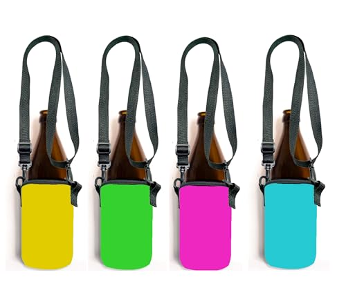 Bäng Läng Flaschenkühler für Bierflaschen und Dosen – (0,5l) – Langhaltende Kühle, braun, lila, orange, rot 4 stk. Inkl. Umhängeband von Bäng Läng