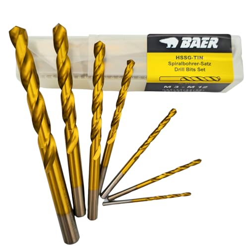 BAER Kernlochbohrer Satz M3 - M12, HSSG-TIN, Spiralbohrer DIN 338, Spiralbohrersatz, Spiralbohrerset, TIN-Bohrerset, Bohrer BAER Kernlochbohrer Satz M3 - M12, HSSG-TIN, Spiralbohrer DIN 338, Spiralbohrersatz, Spiralbohrerset, TIN-Bohrerset, Bohrer von BaerCoil