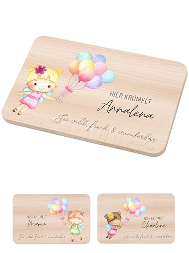 Bärenfreunde - Individuelles Holzbrett mit hochwertigem Spezial-Druck für Kinder - Personalisiertes Frühstücksbrettchen - Niedliche Motiv-Brettchen mit Namen (Mädchen blonde Haare) von Bärenfreunde