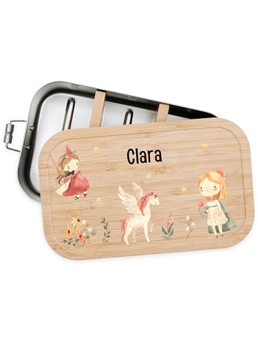 Bärenfreunde® - Personalisierte Brotdose für Kinder mit Spezial-Druck - Robuste Edelstahl Brotdose - Personalisierte Geschenke für Kinder & Erwachsene (Fee Szenario,GROSS Edelstahl) von Bärenfreunde